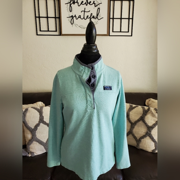 L.L. Bean Sea Foam Green 1/2-button Pullover, Sweater Size Small Classic Boho - Picture 13 of 14